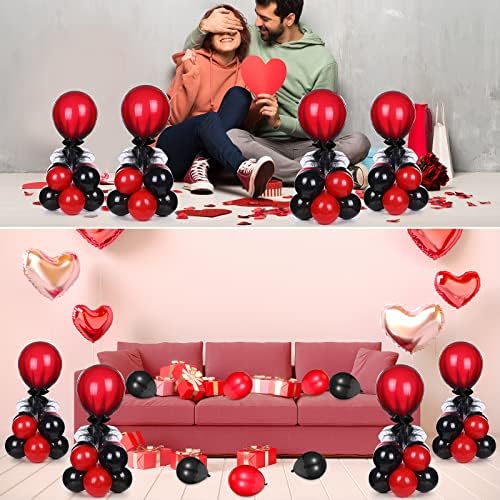 8 Set Table Centerpieces Balloons Stand Kit, Black and Pomegranate Red in 5-12 Inches in Black and Pomegranate, alternate