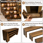 8 Set Wooden Tiered Display Stands, 4-Tier Cupcake Stand for Vendor Events in Walnut color, alternate view 4