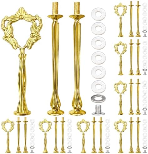 8 Sets 13.5’’ 3-Tier Cake Tray Stand Handle, Multi-Tier Metal Dessert Fruit Center Rod Heavy Duty Hardware