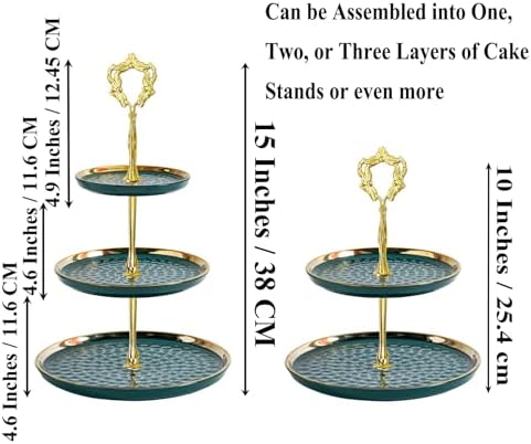8 Sets 13.5’’ 3-Tier Cake Tray Stand Handle, Multi-Tier Metal Dessert Fruit Center Rod Heavy Duty Hardware, alternate view 3