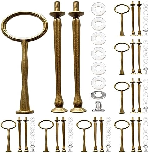 8 Sets 15’’ 3-Tier Cake Tray Stand Handle, Multi-Tier Metal Dessert Fruit Center Rod Heavy Duty Hardware Holder