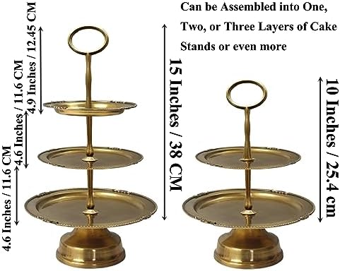 8 Sets 15’’ 3-Tier Cake Tray Stand Handle, Multi-Tier Metal Dessert Fruit Center Rod Heavy Duty Hardware Holder, alternate