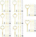 8 Sets 3 Tier Cake Stand Hardware Kit, Heavy Metal Gold Tiered Tray Plate Hardware Fittings, 4 Shapes Cake Tier