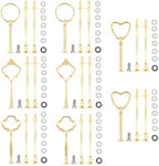 8 Sets 3 Tier Cake Stand Hardware Kit, Heavy Metal Gold Tiered Tray Plate Hardware Fittings, 4 Shapes Cake Tier
