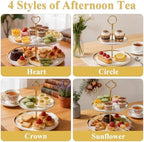 8 Sets 3 Tier Cake Stand Hardware Kit, Heavy Metal Gold Tiered Tray Plate Hardware Fittings, 4 Shapes Cake Tier, alternate