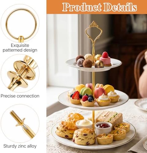 8 Sets 3 Tier Cake Stand Hardware Kit, Tiered Tray Plate Hardware Fittings, Golden Crown/Round/Garland/Heart, alternate view
