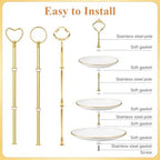 8 Sets 3 Tier Cake Stand Hardware Kit, Tiered Tray Plate Hardware Fittings, Golden Crown/Round/Garland/Heart, alternate view