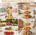8 Sets 3 Tier Cake Stand Hardware Kit, Tiered Tray Plate Hardware Fittings, Golden Crown/Round/Garland/Heart, alternate view