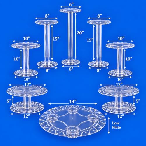 8 Tier Clear Cake Stand Set - Heavy Duty Round Wedding Cake and Cupcake Stand Combo for Valentine Table, alternate view 2