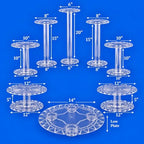 8 Tier Clear Cake Stand Set - Heavy Duty Round Wedding Cake and Cupcake Stand Combo for Valentine Table, alternate view 2