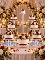 8 Tier Clear Cake Stand Set - Heavy Duty Round Wedding Cake and Cupcake Stand Combo for Valentine Table, alternate view 3