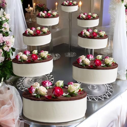 8 Tier Clear Cake Stand Set - Heavy Duty Round Wedding Cake and Cupcake Stand Combo for Valentine Table, alternate view 5