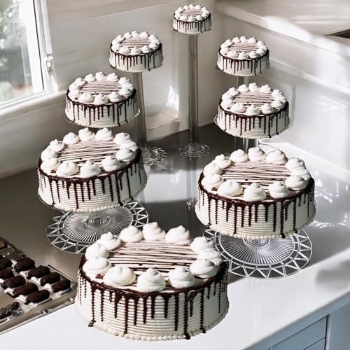 8 Tier Clear Cake Stand Set - Heavy Duty Round Wedding Cake and Cupcake Stand Combo for Valentine Table, alternate view 6