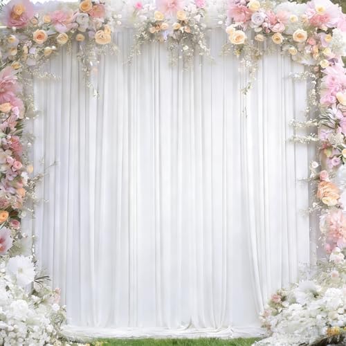 8 x 10 ft White Backdrop Curtains for Photo Background Wrinkle Free Drapes in W4' x H10'(2 panels) in White, alternate view 2
