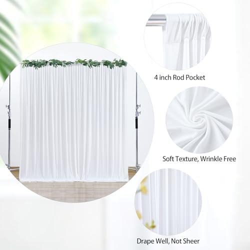 8 x 10 ft White Backdrop Curtains for Photo Background Wrinkle Free Drapes in W4' x H10'(2 panels) in White, alternate view 5