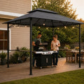 8 x 5 ft Outdoor Gazebo Canopy, Polyester Fabric Iron Frame, Dark Gray, Easy Setup Shelter for Backyard Camping