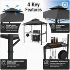 8 x 5 ft Outdoor Gazebo Canopy, Polyester Fabric Iron Frame, Dark Gray, Easy Setup Shelter for Backyard Camping, alternate