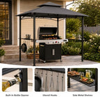 8 x 5 ft Outdoor Gazebo Canopy, Polyester Fabric Iron Frame, Dark Gray, Easy Setup Shelter for Backyard Camping, alternate