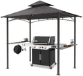 8 x 5 Grill Gazebo Outdoor BBQ Gazebo Canopy with 2 LED Lights (Dark Gray) in Dark Gray