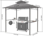 8 x 5 Grill Gazebo Outdoor BBQ Gazebo Canopy with 2 LED Lights (Dark Gray) in Dark Gray, alternate view 3