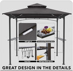 8 x 5 Grill Gazebo Outdoor BBQ Gazebo Canopy with 2 LED Lights (Dark Gray) in Dark Gray, alternate view 4