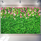 8 x 6 ft Green Leaf Flower Wall Background Large Green Grass Wall Backdrop Birthday Banner for Woman Men, alternate view 2