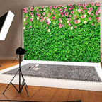 8 x 6 ft Green Leaf Flower Wall Background Large Green Grass Wall Backdrop Birthday Banner for Woman Men, alternate view 5