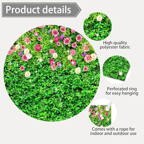 8 x 6 ft Green Leaf Flower Wall Background Large Green Grass Wall Backdrop Birthday Banner for Woman Men, alternate view 6