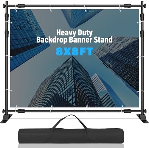 8 x 8 FT Banner Stand Kit, Adjustable Backdrop Stand for Parties, Heavy-Duty Photography Step and Repeat Stand