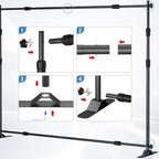 8 x 8 FT Banner Stand Kit, Adjustable Backdrop Stand for Parties, Heavy-Duty Photography Step and Repeat Stand, alternate