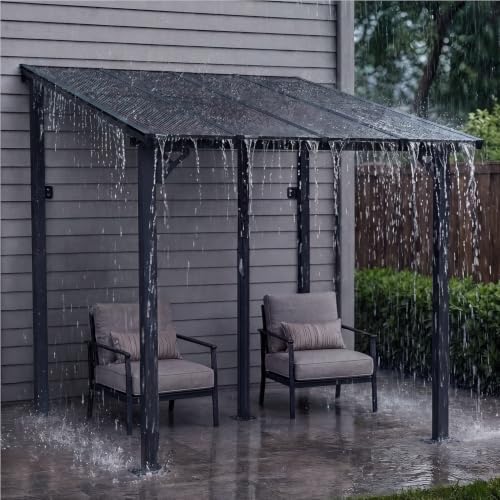 8’x10’ Gazebo for Patio, Pergola with Telescopic Support Post, Black in Black