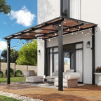8’x10’ Gazebo with Light, Gazebo Pergola with Sloped Roof, Black in Black