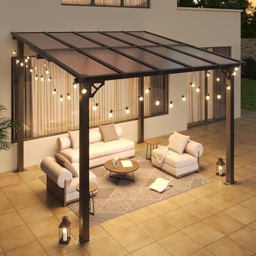 8’x10’ Gazebo with Light, Gazebo Pergola with Sloped Roof, Black in Black, alternate view 2