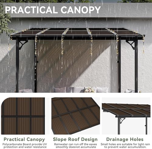8’x10’ Gazebo with Light, Gazebo Pergola with Sloped Roof, Black in Black, alternate view 5