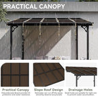 8’x10’ Gazebo with Light, Gazebo Pergola with Sloped Roof, Black in Black, alternate view 5