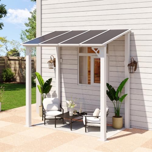 8’x5’ Gazebo for Patio, Gazebo Pergola with Sloped Roof, White in White