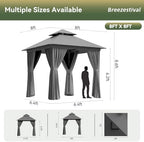 8'x8' Gazebo, Metal Frame Canopy with Double Roofs, Grey in Grey, alternate view 2