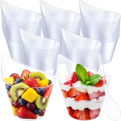 80 Pack 7 Oz Clear Clear Plastic Dessert Cups in 7 oz in Clear