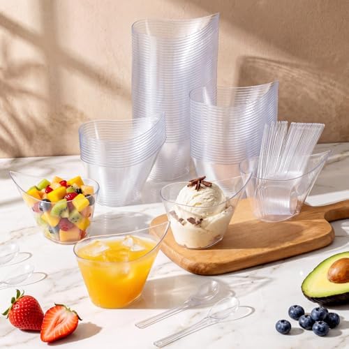 80 Pack 7 Oz Clear Clear Plastic Dessert Cups in 7 oz in Clear, alternate view 2
