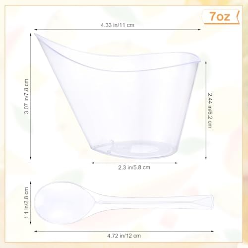 80 Pack 7 Oz Clear Clear Plastic Dessert Cups in 7 oz in Clear, alternate view 3