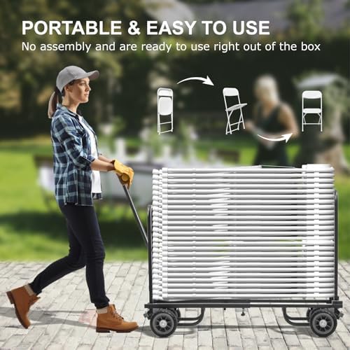 80 Pack White Folding Chairs for School Events Wedding Party Picnic, alternate view 5