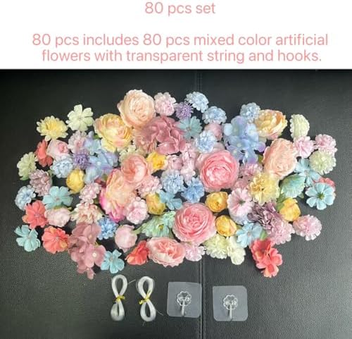 80 Pcs Floating Flowers for Wedding Decorations Flower Garlands Artificial Wildflower Vines Floral Hanging, alternate view 3