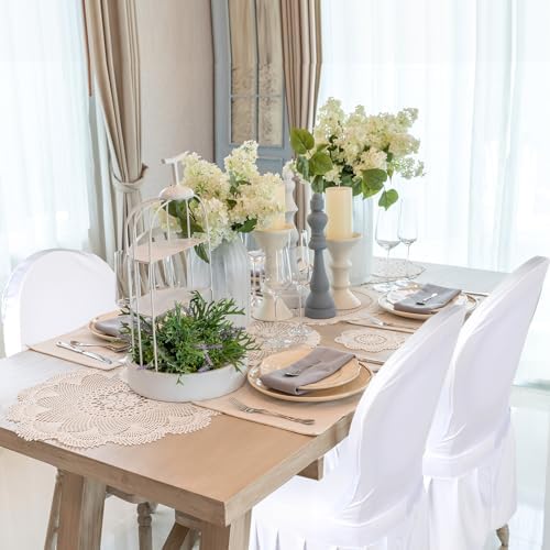 80 Pcs White Spandex Chair Covers with Skirt for Dining Wedding, alternate view 2