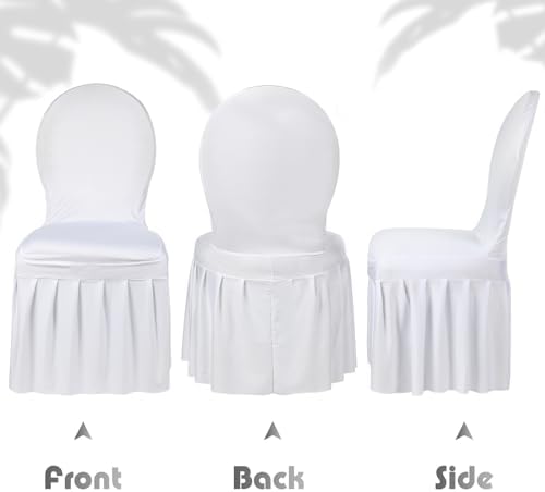 80 Pcs White Spandex Chair Covers with Skirt for Dining Wedding, alternate view 5
