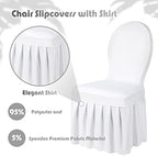 80 Pcs White Spandex Chair Covers with Skirt for Dining Wedding, alternate view 6