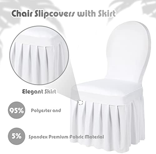 80 Pcs White Spandex Chair Covers with Skirt for Dining Wedding, alternate view 6