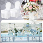 80 Pcs White Spandex Chair Covers with Skirt for Dining Wedding, alternate view 7