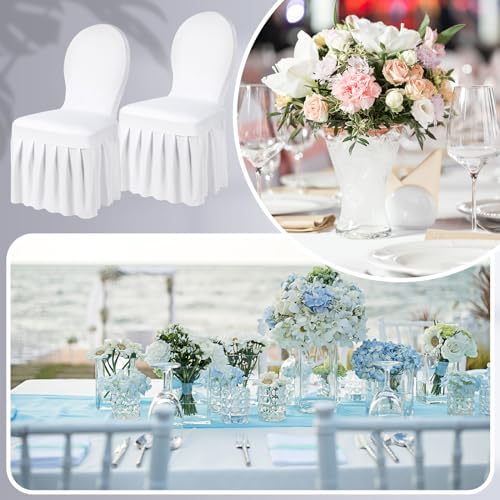 80 Pcs White Spandex Chair Covers with Skirt for Dining Wedding, alternate view 7
