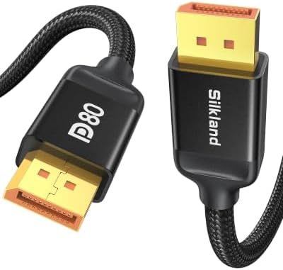 80Gbps DisplayPort Cable 2.1 16.5FT/5M, DP80 Gaming Cord for PC in Black