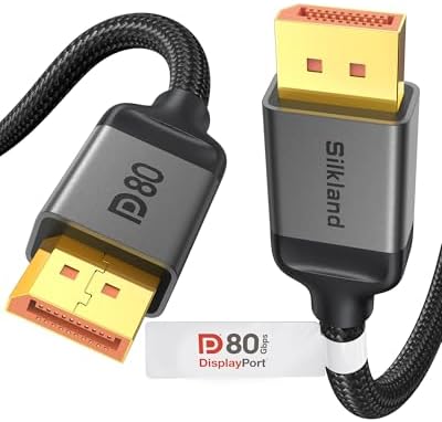 80Gbps DisplayPort Cable 2.1 [VESA Certified] 5FT/1.5M, DP80 HDR in Grey